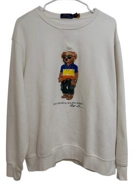 Polo Ralph Lauren Polo Bear Sweatshirt XL Ivory Beach Shop Bear Fleece Crewneck